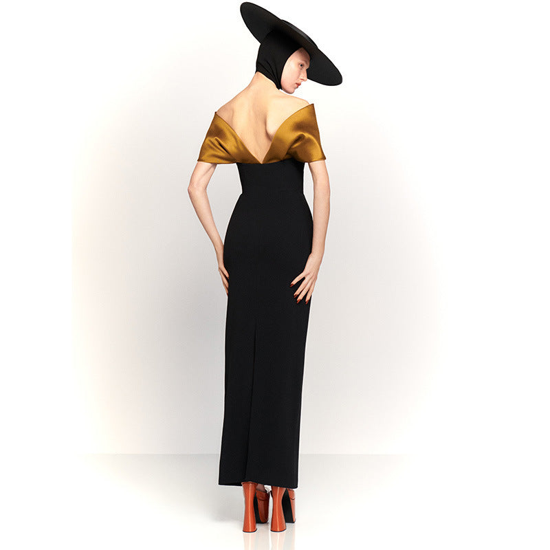 Off-shoulder Slim Fit Long Sheath Dress